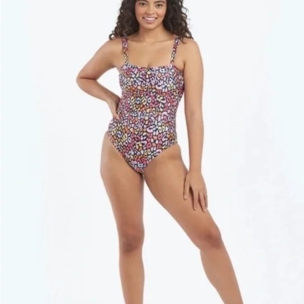 Summersalt Wide Strap Oasis One Piece Swimsuit Multicolored Leopard Swim Sz 12 - Picture 2 of 8
